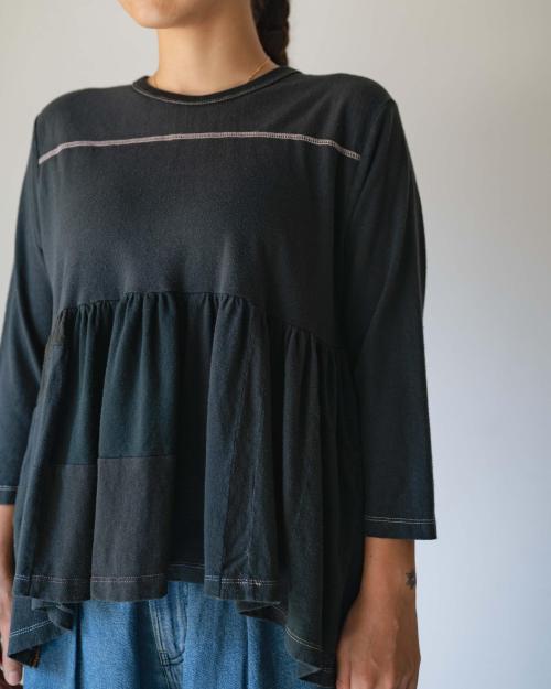 FOOTBALL TEE - BLACK DYED REUSE
