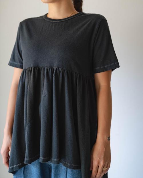 SHORT SLEEVE TEE - BLACK DYED REUSE