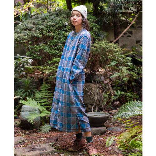 BAND COLLAR OP／H/C INDIGO CHECK