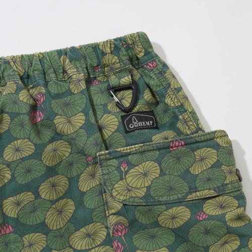 HEMP UTILITY SHORTS／H/C WEATHER "LOTUS PRINT"