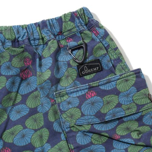 HEMP UTILITY SHORTS／H/C WEATHER "LOTUS PRINT"