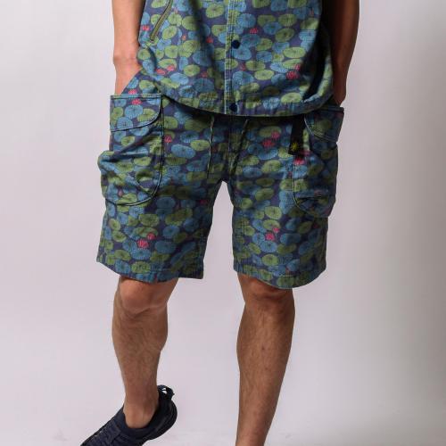 HEMP UTILITY SHORTS／H/C WEATHER "LOTUS PRINT"