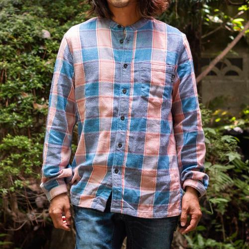 BAND COLLAR SHIRTS／H/C INDIGO CHECK